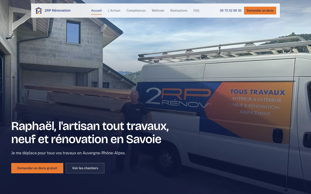 Site de 2RP Rénovation, artisan tout travaux en Savoie